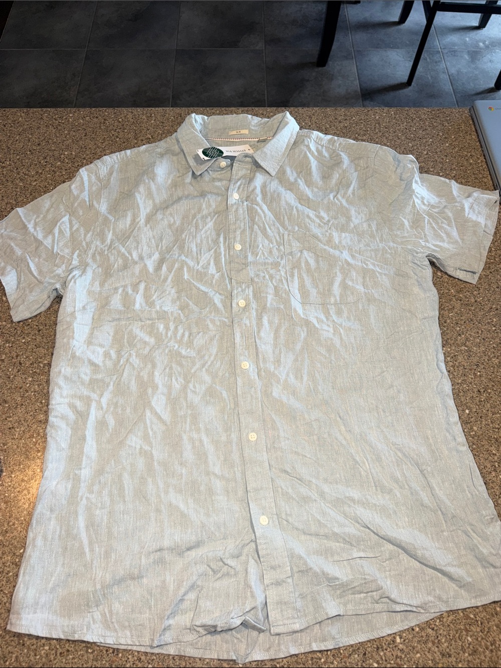 Hawker Rye Linen Blend Men's Light Blue Short-Sleeve Button-Down Shirt